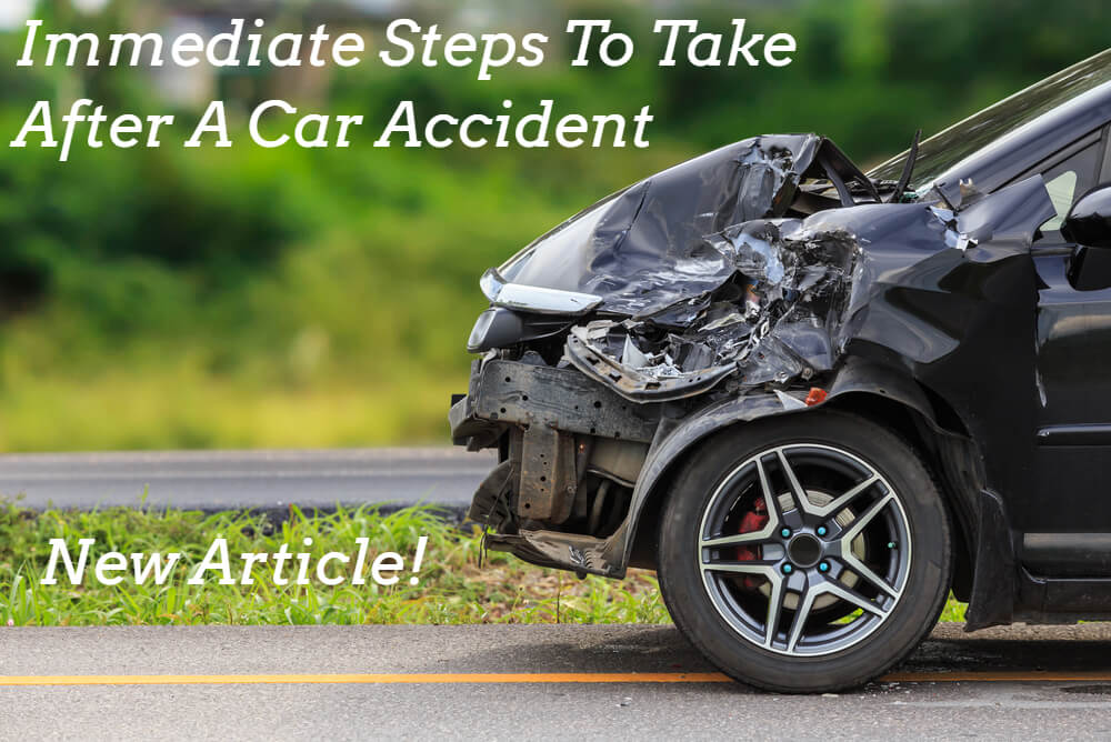 Vehicle with front of hood crashed in