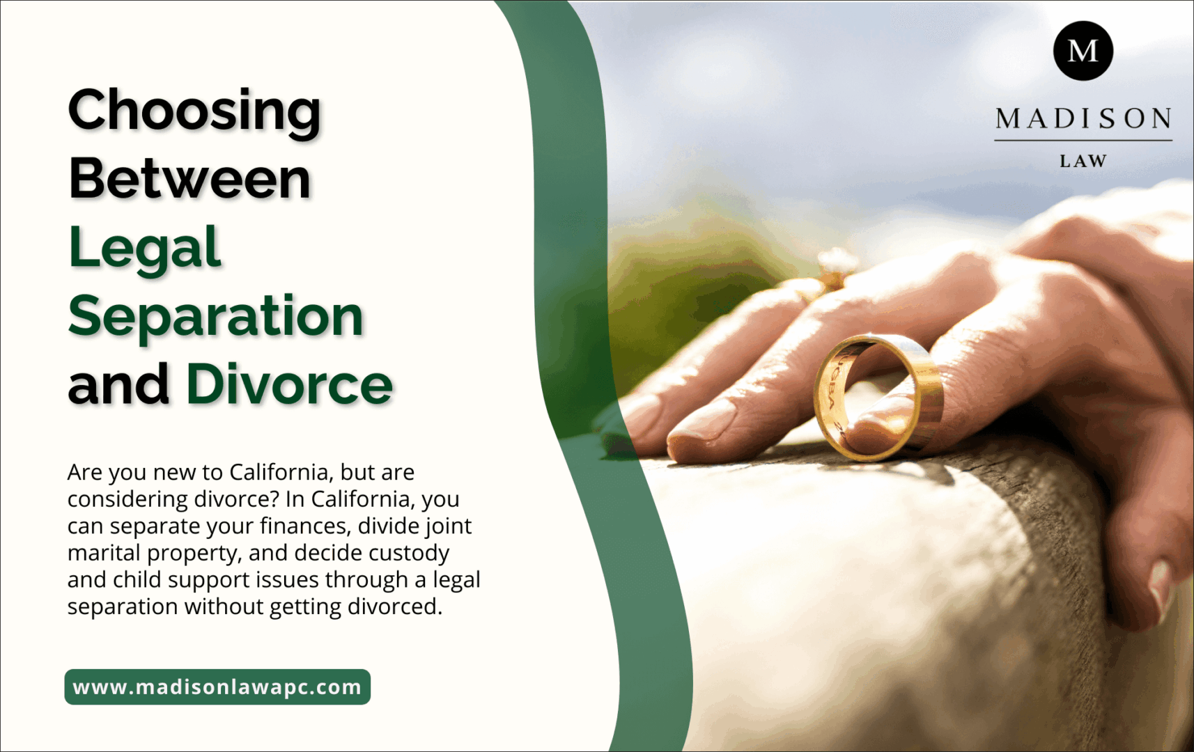 Graphic of article titled "Choosing Between Legal Separation and Divorce” from Madison Law