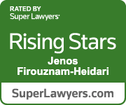 Award badge for Rising Stars by Super Lawyers for Jenos Firouznam-Heidari.