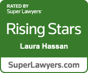 Rising Stars award badge for Laura Hassan by Super Lawyers.