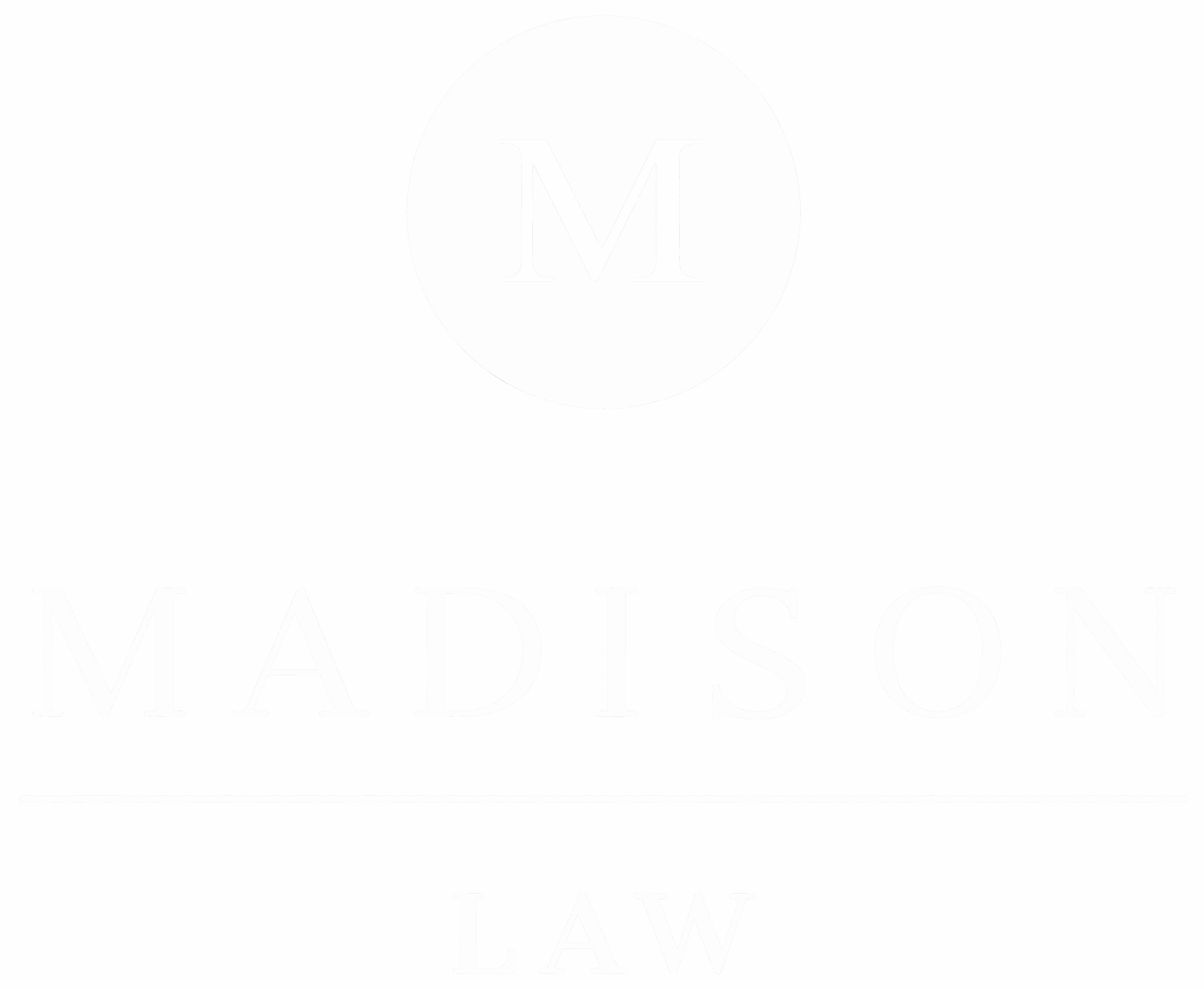Madison Law logo with a capital “M” inside a white circle, above the firm name “MADISON” and the word “LAW” below a horizontal line.